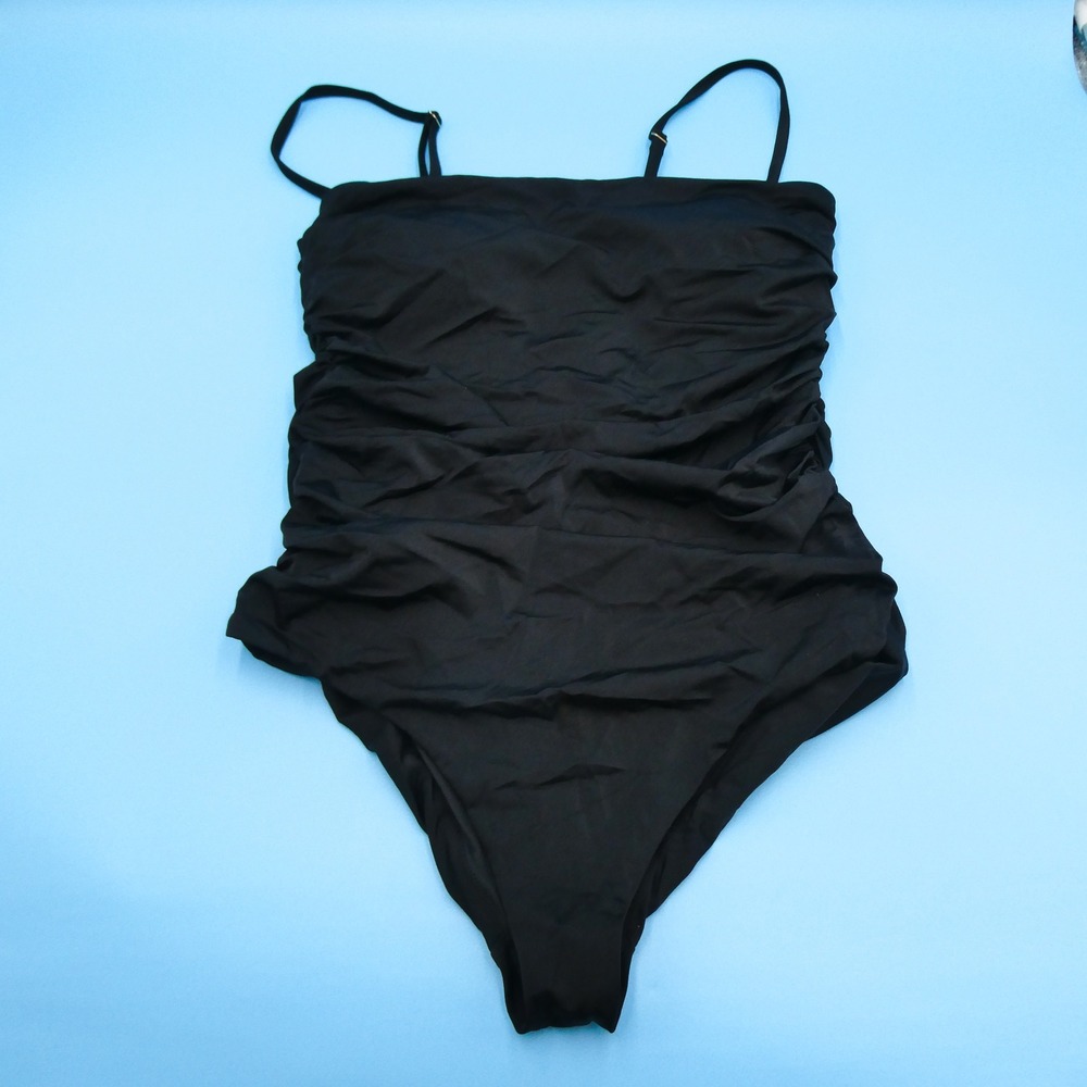 Victoria's Secret One Piece Swimsuit Womens Extra Large Ruched Black Polyamide